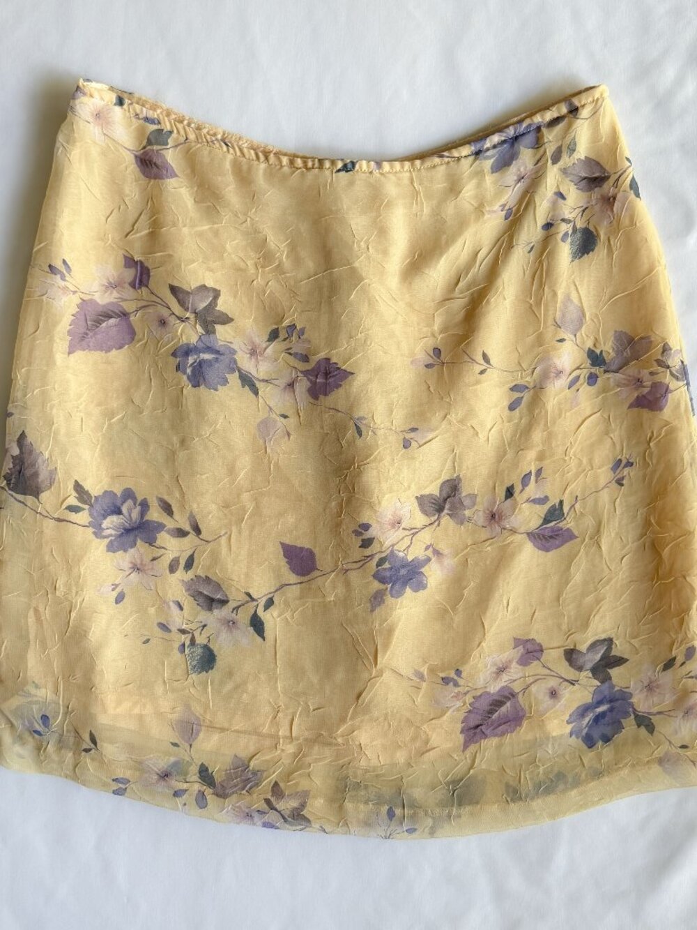 Vintage Y2K Yellow Floral Fairycore Mini Skirt M
